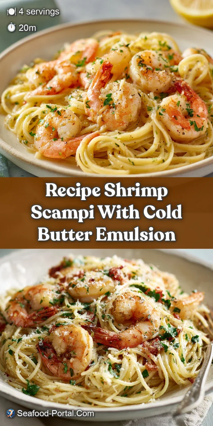 Appetizing close-up: glistening shrimp bathed in buttery sauce, perfectly cooked pasta, and a sprinkle of vibrant herbs. R...