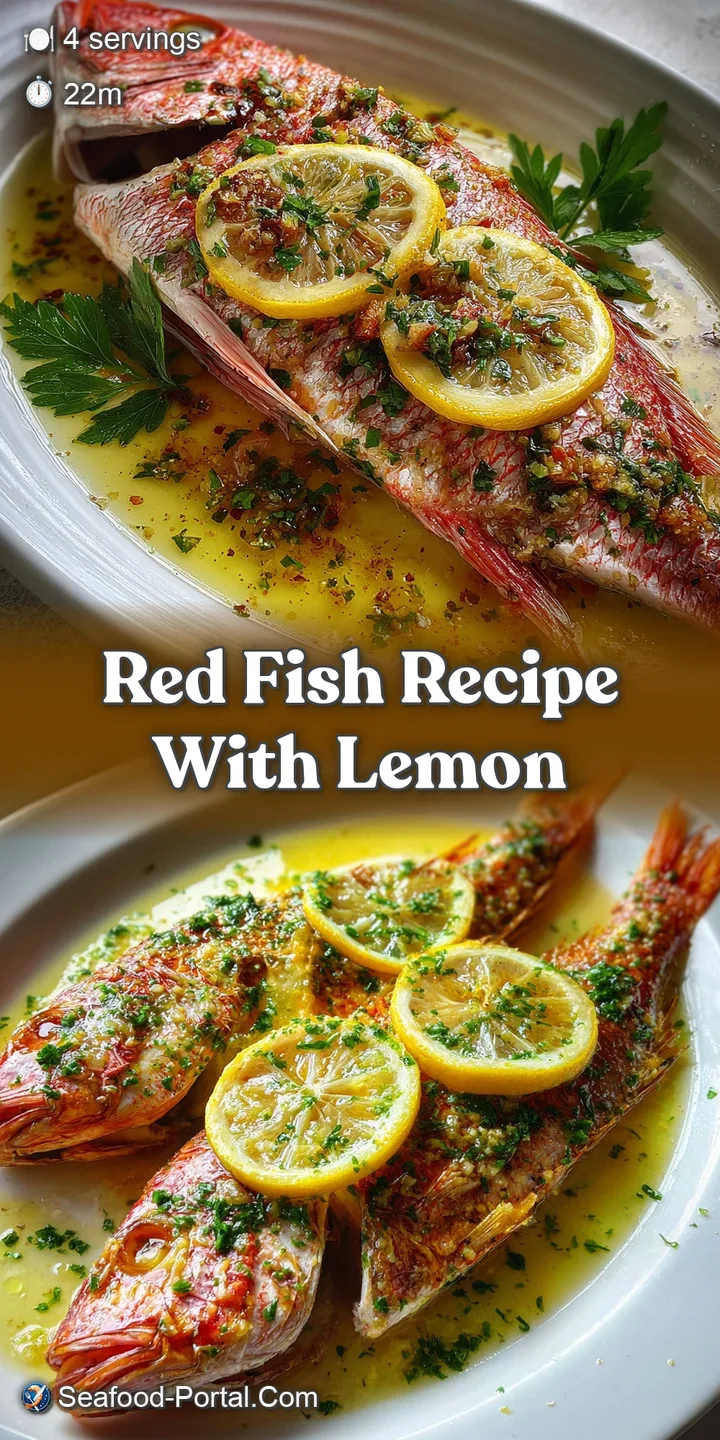 Close-up of moist, tender red snapper with a squeeze of lemon, showing the flaky texture and browned edges from baking.