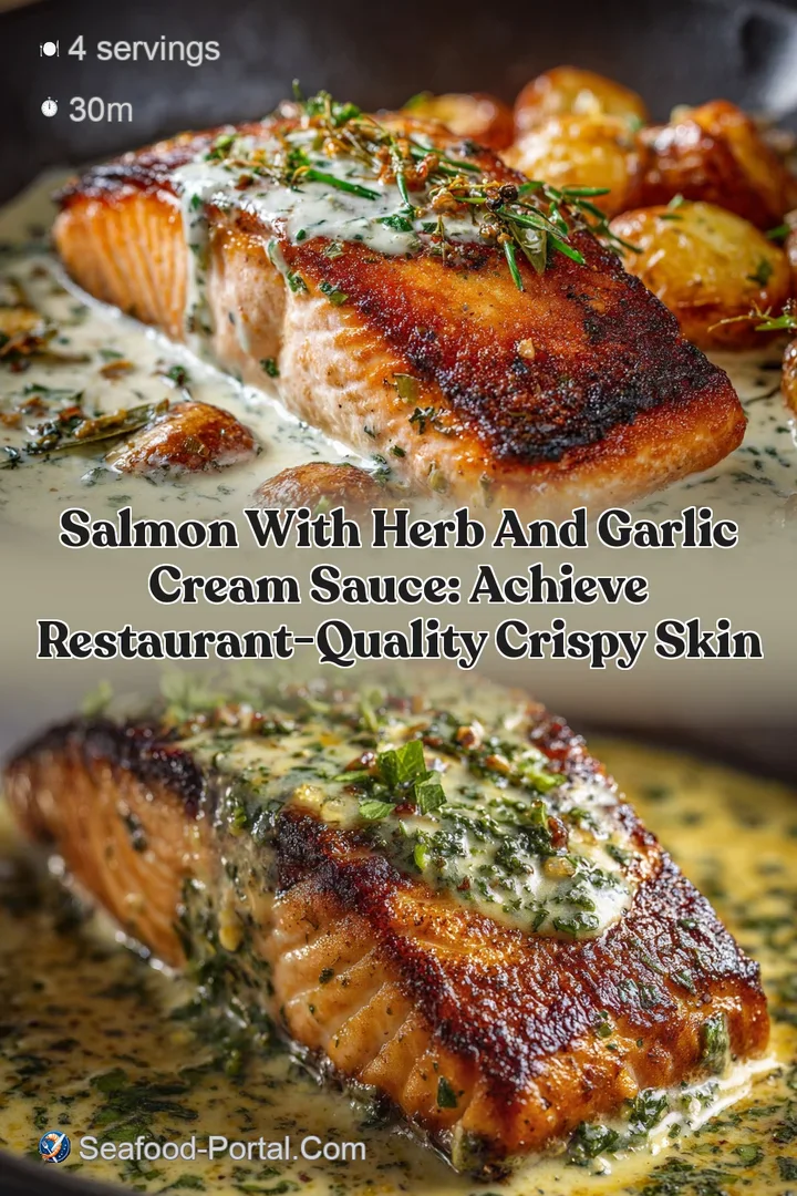 Salmon with Herb and Garlic Cream Sauce: Achieve Restaurant-Quality Crispy Skin