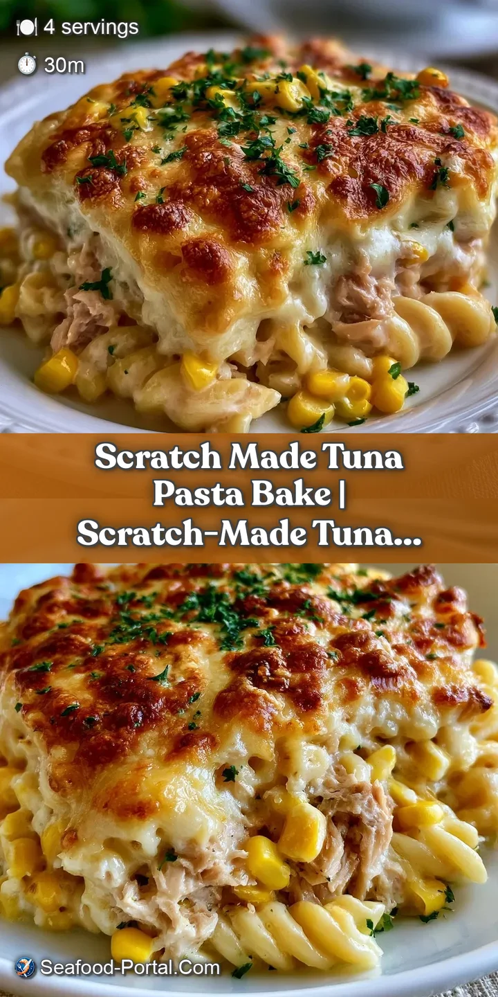 Macro view of bubbling golden cheese crust over a creamy pasta mix with tender flakes of tuna and steaming sauce.