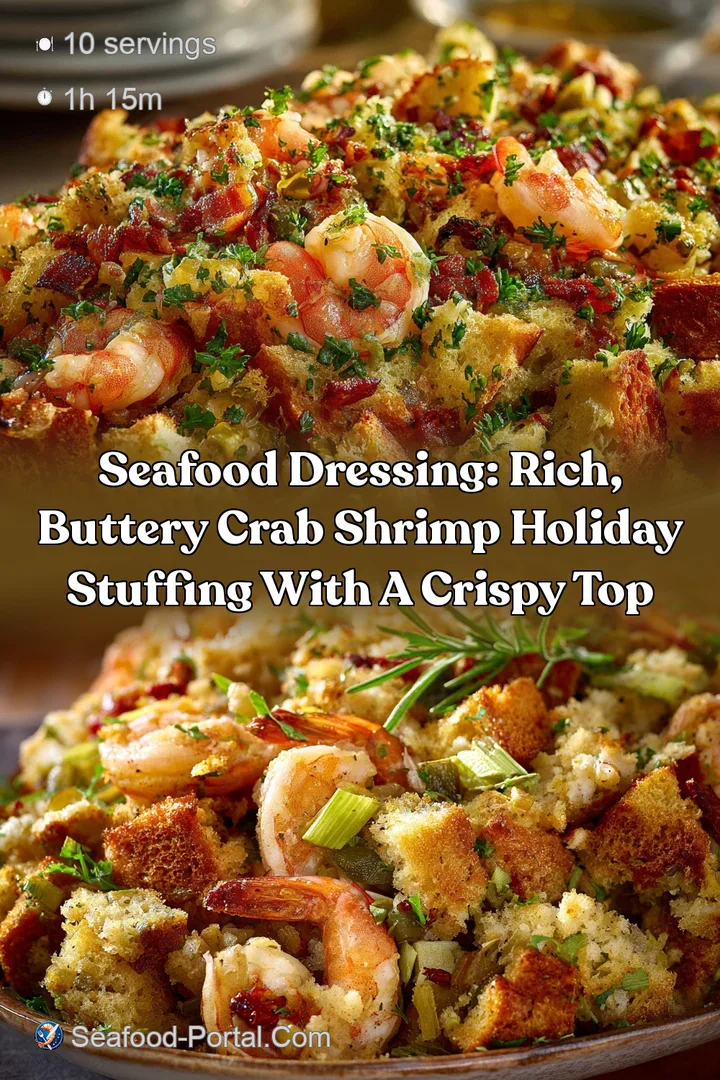 Seafood dressing: Rich buttery Crab Shrimp Holiday Stuffing with a Crispy Top