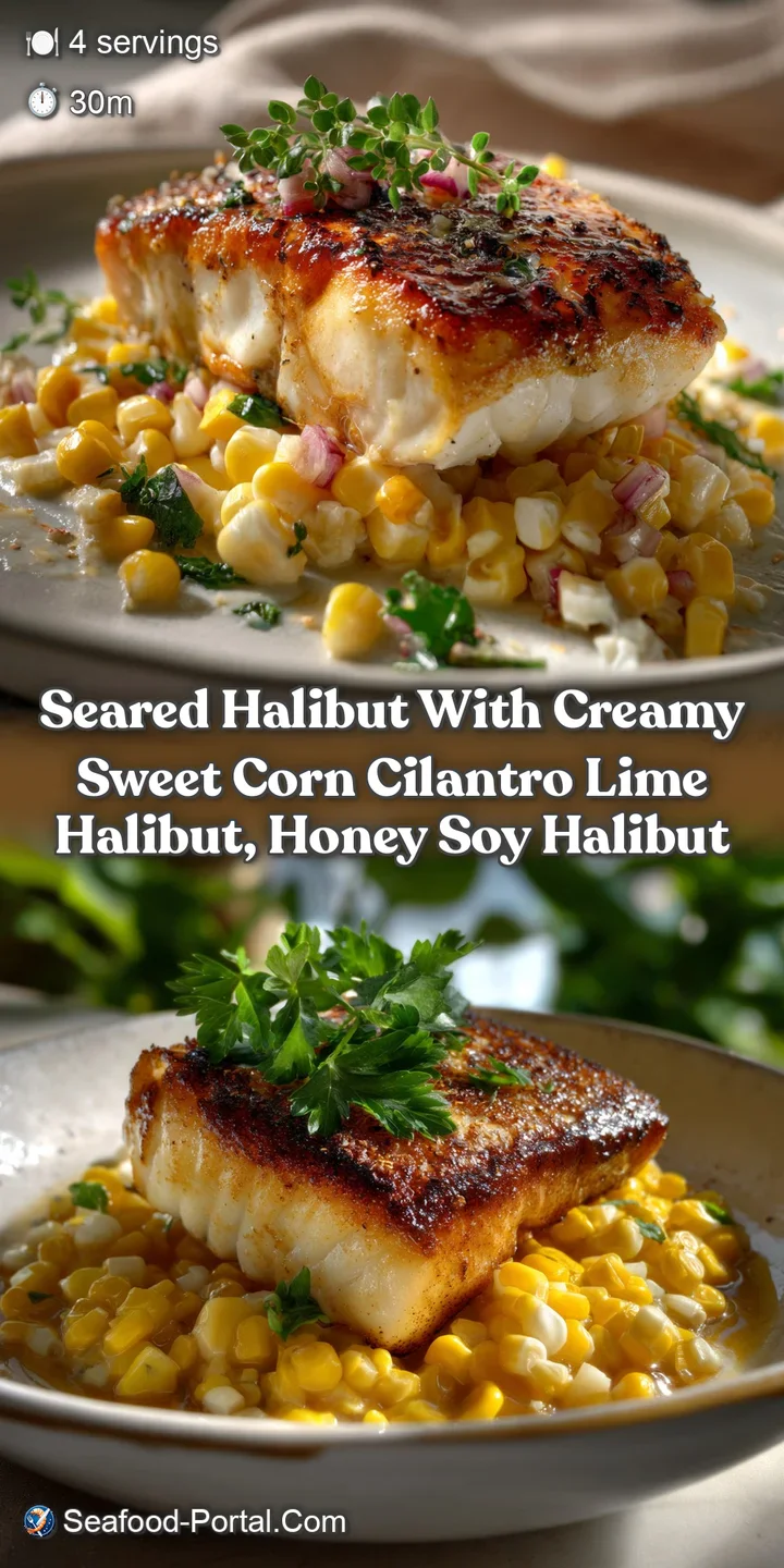 Seared Halibut with Creamy Sweet Corn Cilantro Lime Halibut Honey Soy Halibut