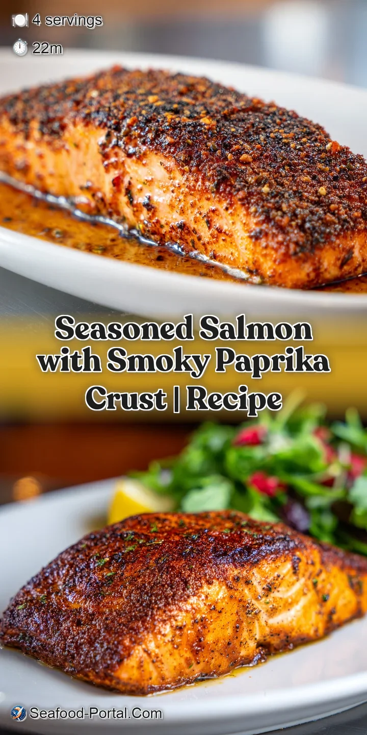 Close-up on seasoned salmon showing a beautiful, caramelized crust and moist interior, glistening with natural oils.