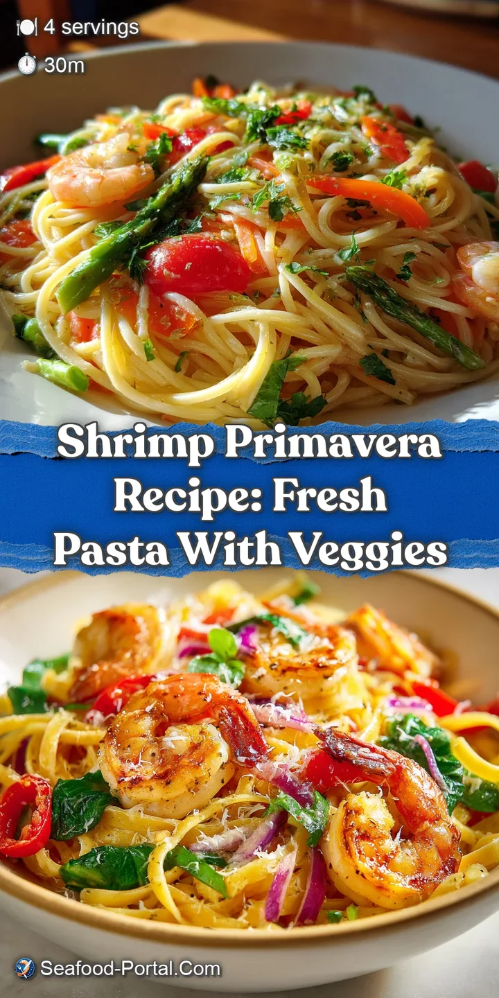 Close-up reveals plump shrimp and colorful vegetable ribbons, lightly coated with a shimmering sauce, showcasing the fresh...