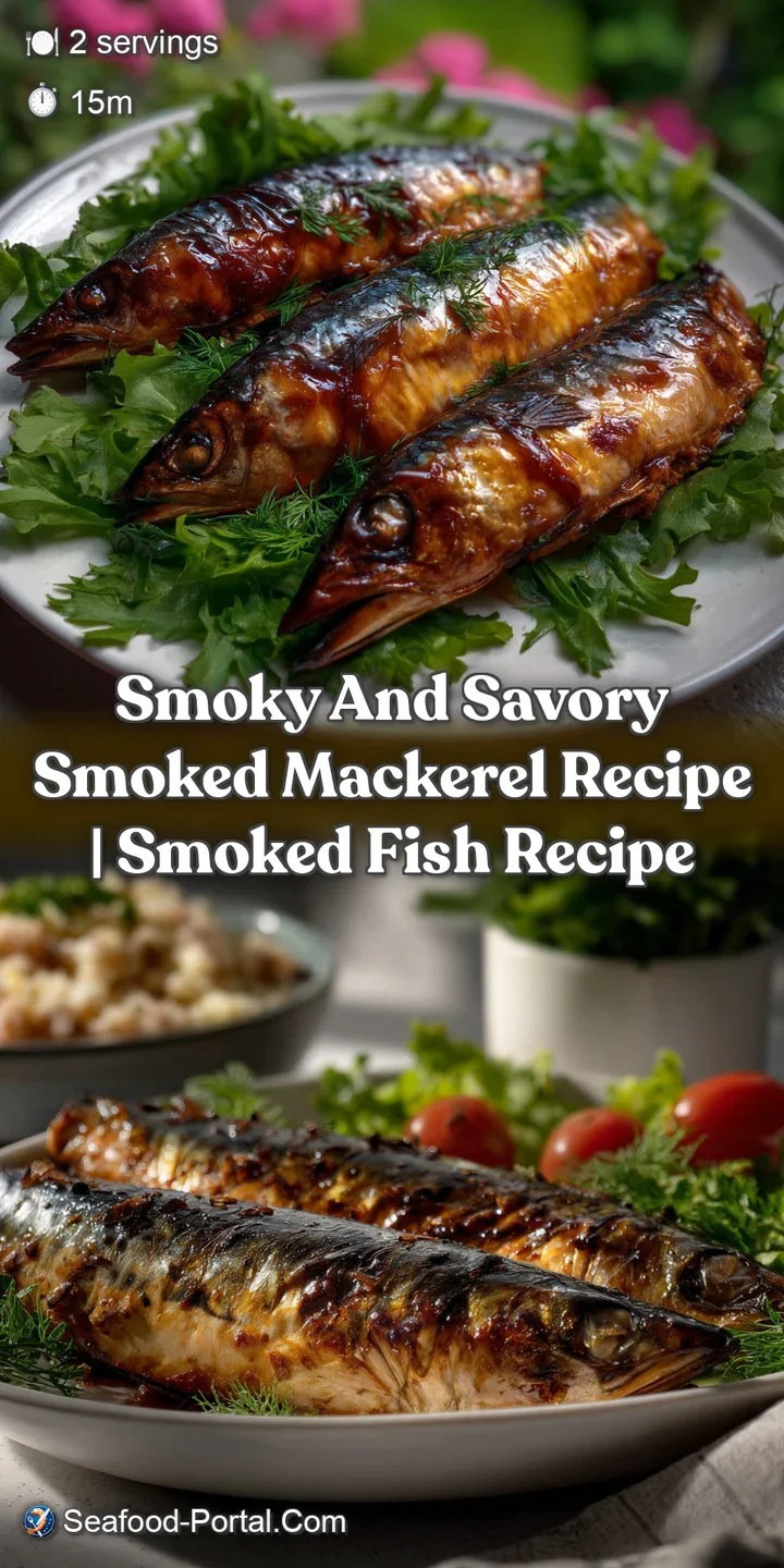 Close-up of a tender smoked mackerel fillet, revealing its moist, smoky interior and glistening, flavorful glaze, hinting ...