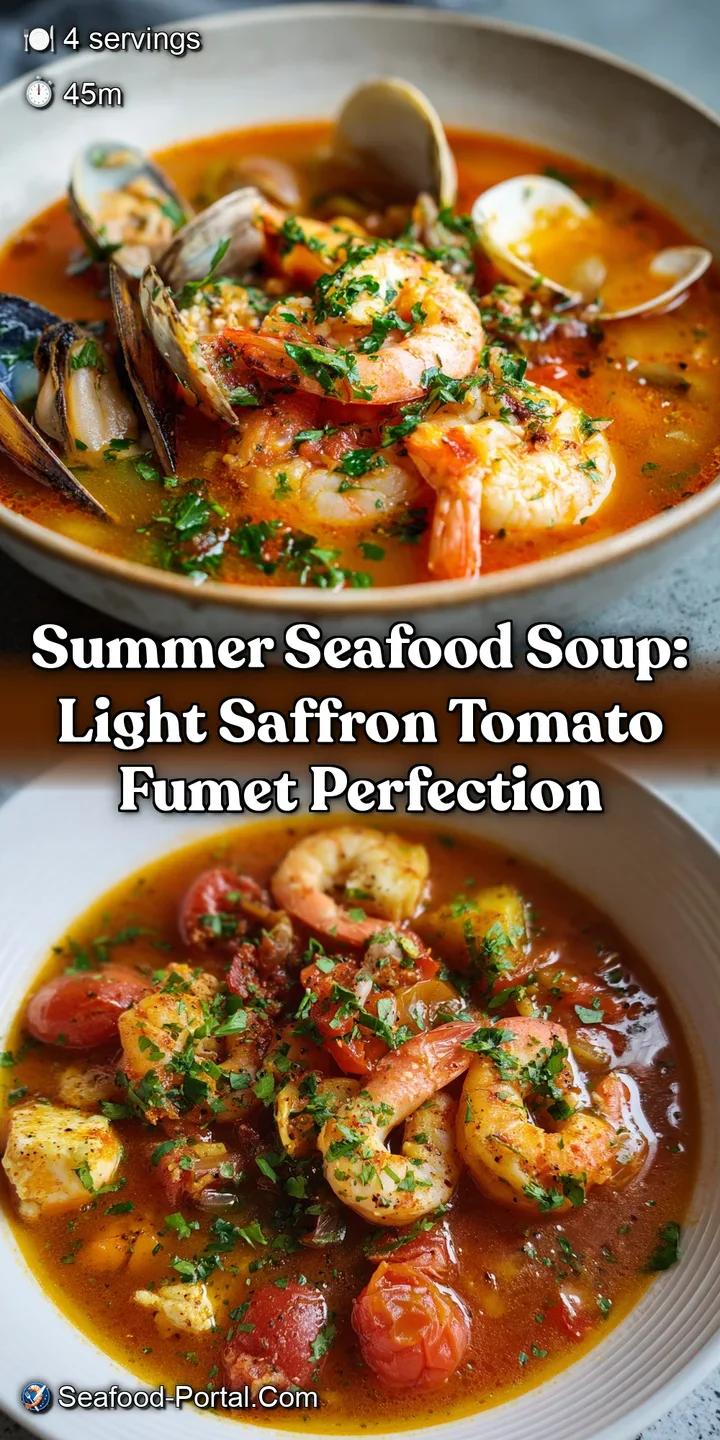 Summer Seafood Soup: Light Saffron Tomato Fumet Perfection