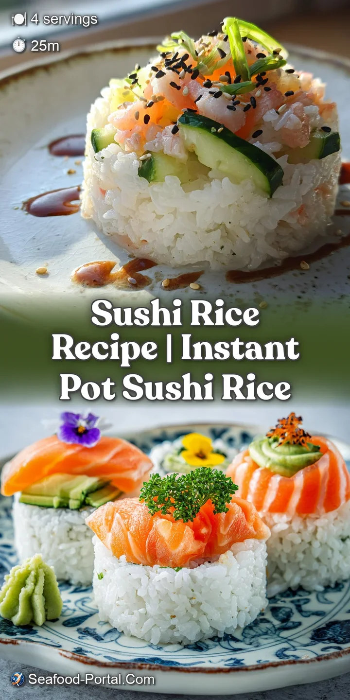 Close-up view of perfectly cooked sushi rice, showcasing its delicate sheen and individual grains, promising a delightful ...