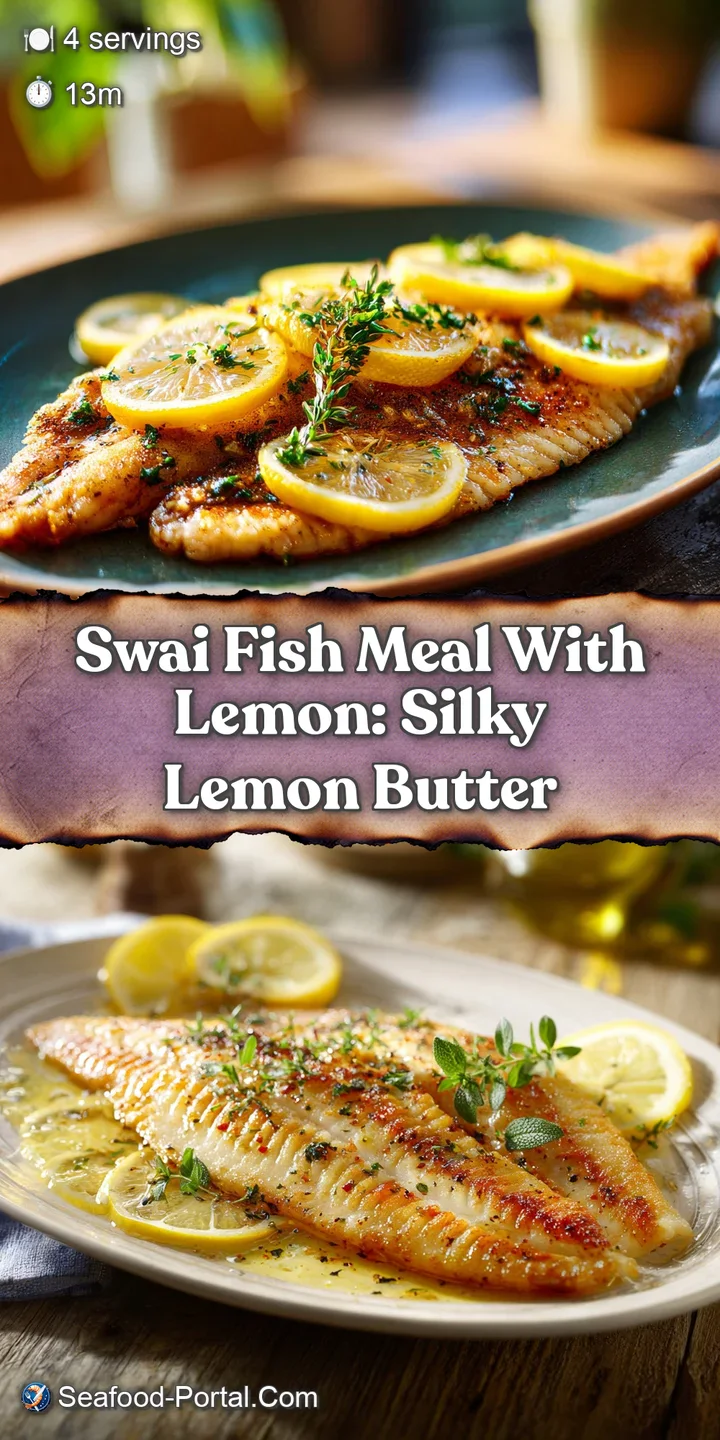 Close-up of tender, flaky swai fish with a squeeze of bright lemon, showcasing its delicate texture and appetizing appeara...