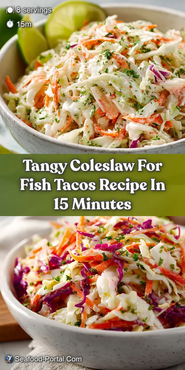 Close-up of coleslaw: finely shredded cabbage and bright orange carrot strands tossed in a rich, creamy white sauce. Tangy...
