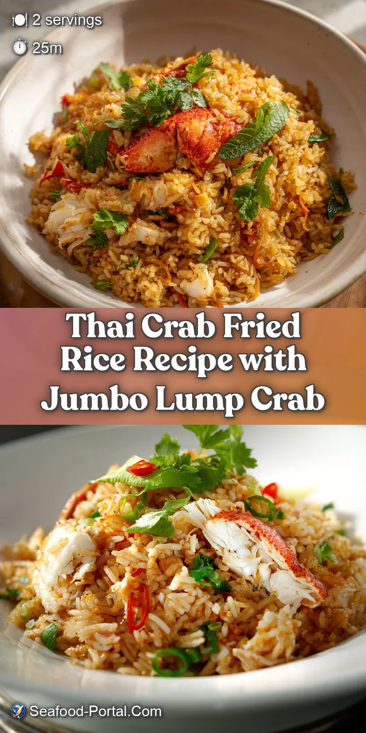 Close-up of fluffy crab fried rice, showcasing the tender crab meat and colorful mix of vegetables. Steamy and aromatic.