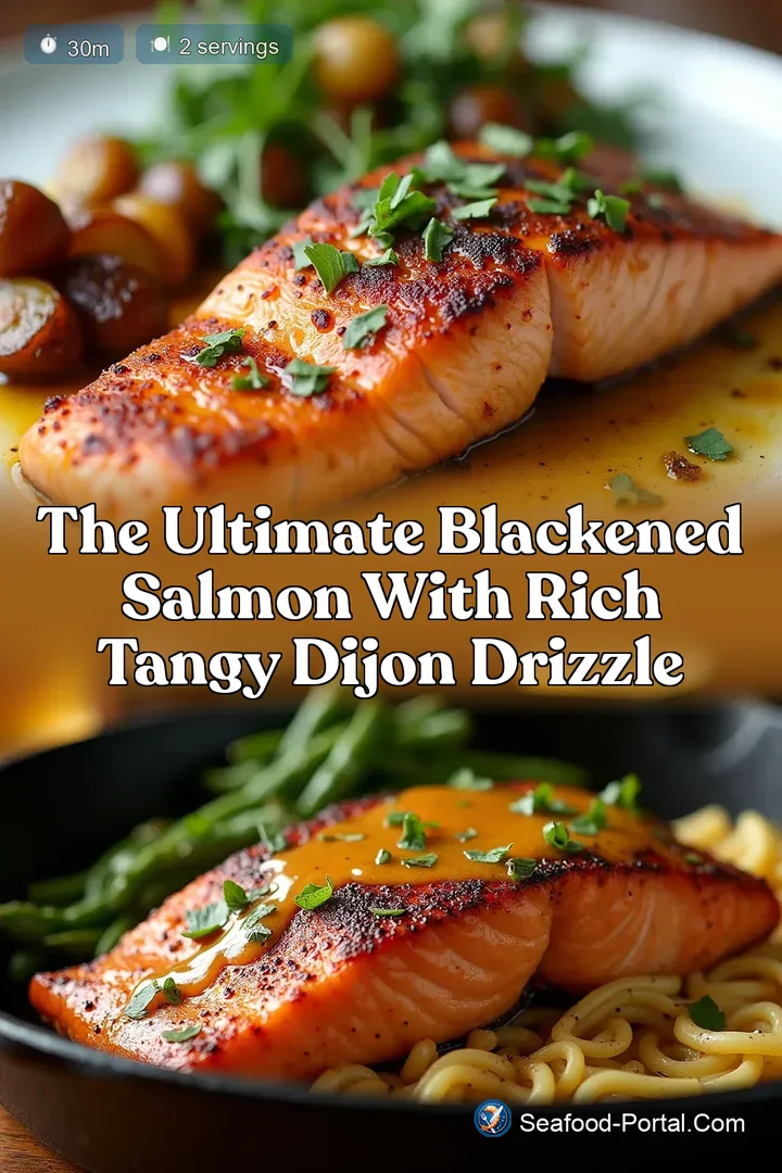 The Ultimate Blackened Salmon with Rich Tangy Dijon Drizzle