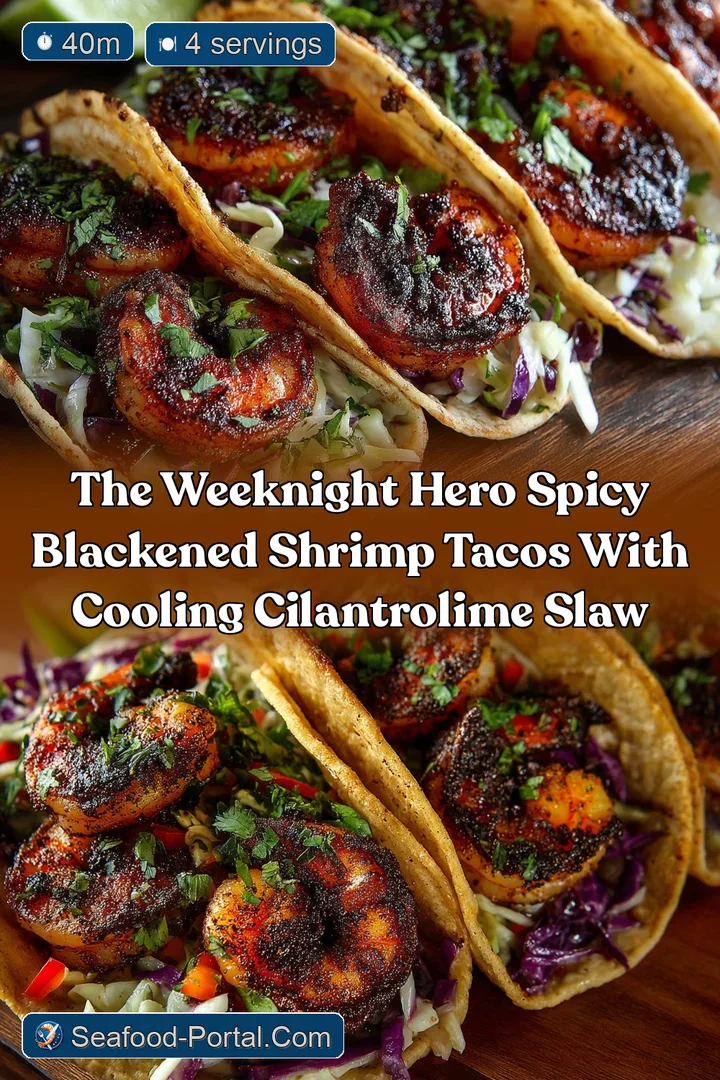 The Weeknight Hero Spicy Blackened Shrimp Tacos with Cooling CilantroLime Slaw