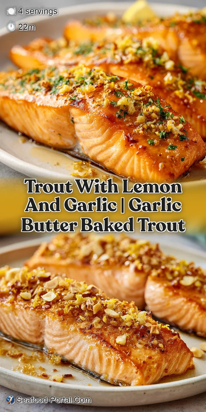 Close-up of glistening, golden-brown fish skin topped with aromatic minced garlic and a squeeze of fresh lemon.