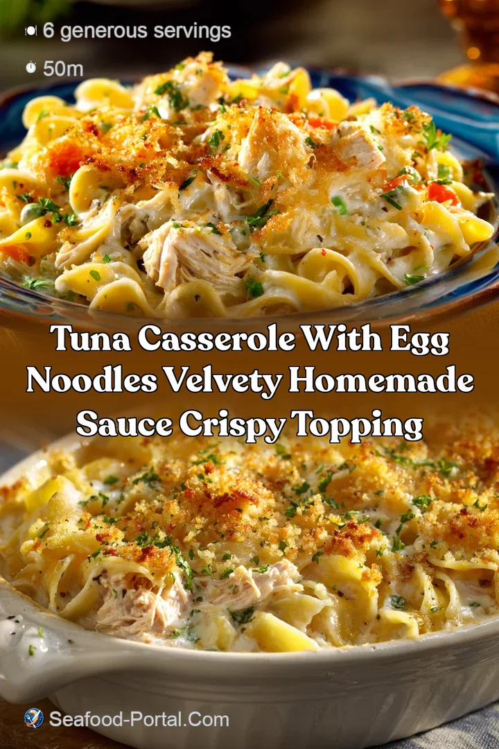 Tuna Casserole with Egg Noodles Velvety Homemade Sauce Crispy Topping