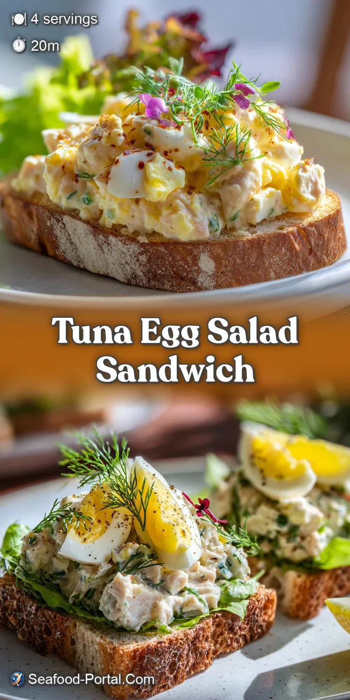 Creamy tuna egg salad with bits of yellow yolk & green celery. Glistening mayonnaise holds it together. Ready to scoop and...