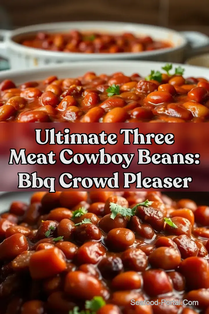 Ultimate Three Meat Cowboy Beans: BBQ Crowd Pleaser : PIN FOR LATER Ultimate Three Meat Cowboy Beans: BBQ Crowd Pleaser