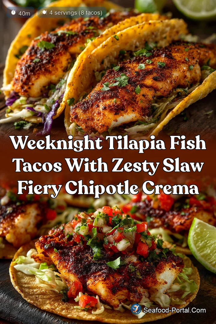 Weeknight Tilapia Fish Tacos with Zesty Slaw Fiery Chipotle Crema