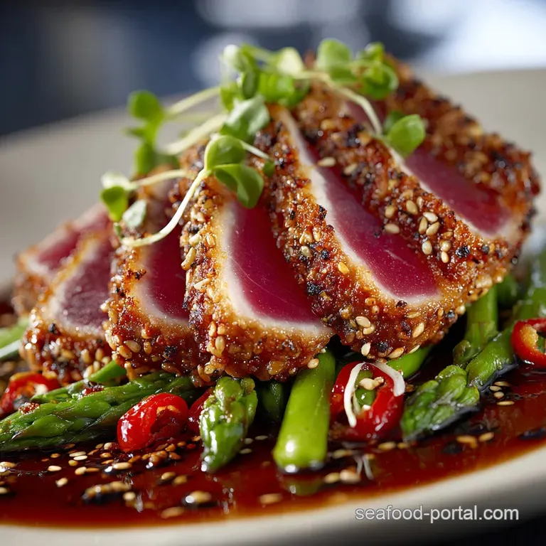 The Speedy Seafarer SesameCrusted Ahi Tuna Steaks with SoyGinger Drizzle