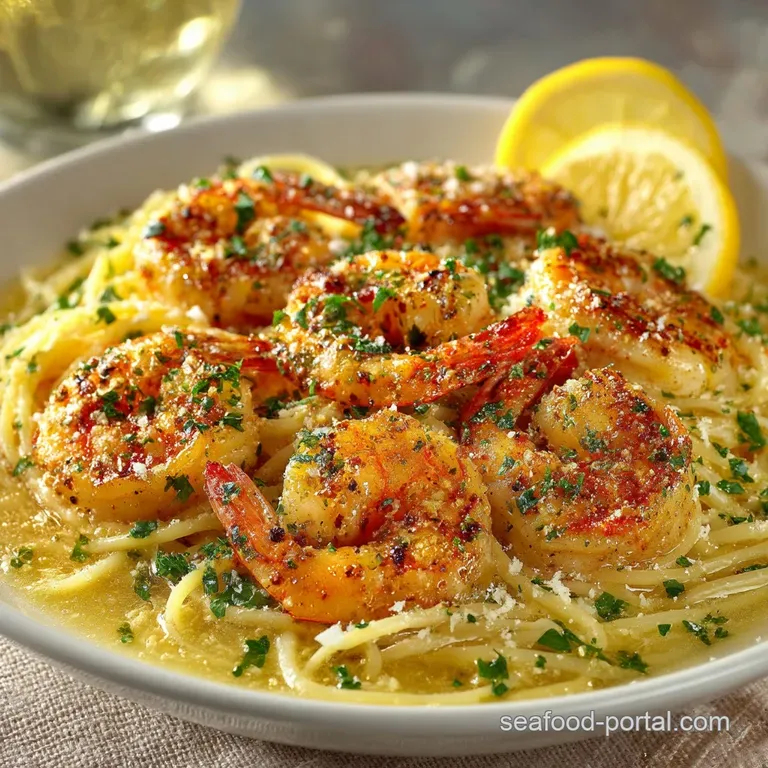 Classic White Wine Shrimp Scampi with Linguine 25 Minute Meal presentation