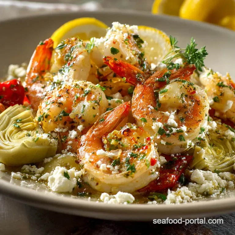 Sunny Day Shrimp and Artichoke Sauté with Lemon White Wine and Feta