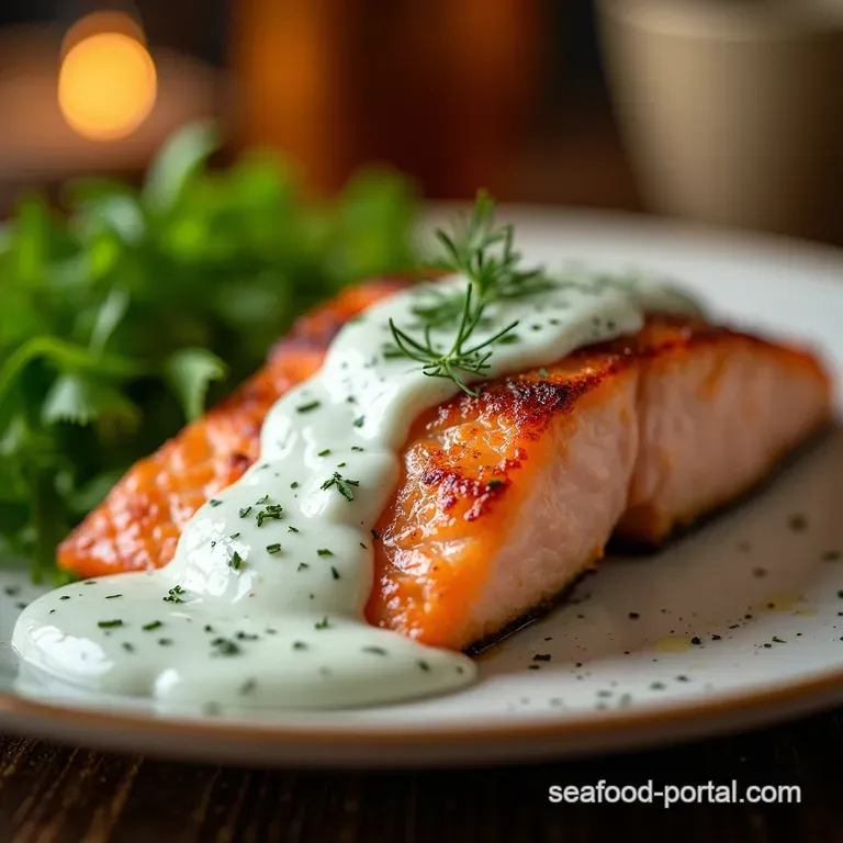 The Ultimate 5Minute Creamy Dill Sauce Perfect Partner for PanSeared Salmon presentation