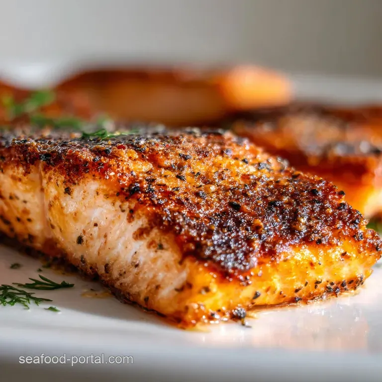 Perfectly cooked salmon fillet with crisp skin and a moist interior, plated with asparagus and a lemon wedge for a healthy...