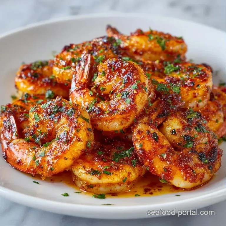 Plump, spice-rubbed orange shrimp arranged with fresh lemon wedges and a sprinkle of bright green chopped parsley.