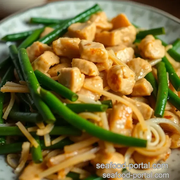 Asian-Style Ginger Chicken with Green Beans presentation