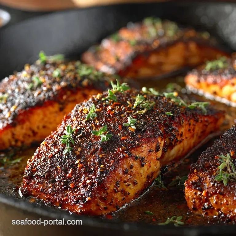 Blackened Salmon: Hot Fast and Flawlessly Crusted in Cast Iron presentation