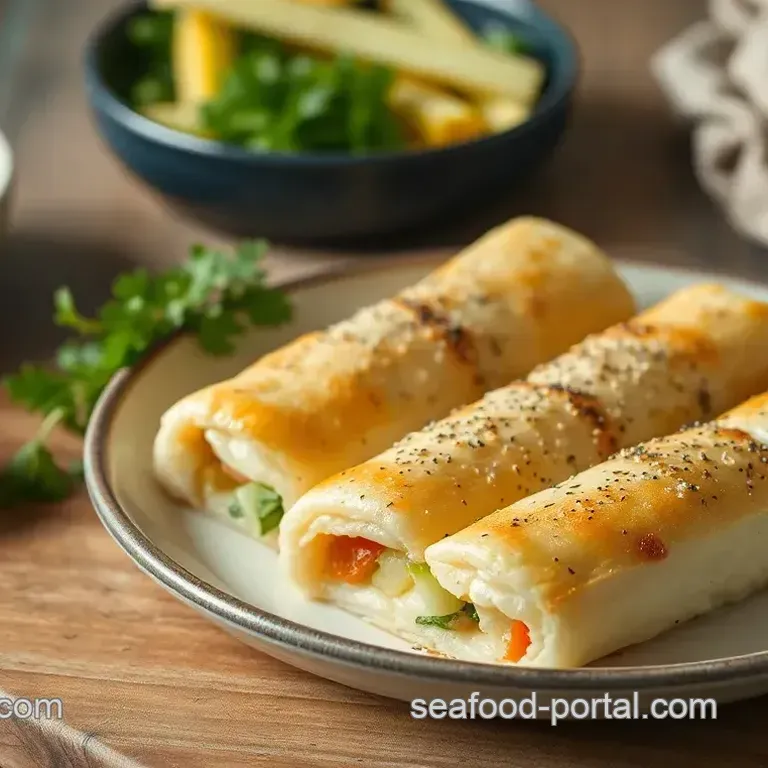Crispy Baked Fish Pastry Rolls with Seasonal Veggies