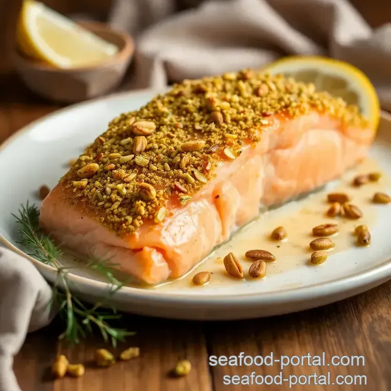 Pistachio-Crusted Baked Salmon: A 20-Minute Delight presentation