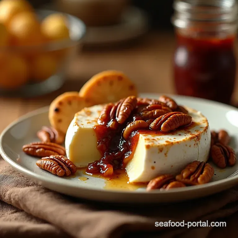 Golden Baked Brie The Fig Pecan Hug presentation