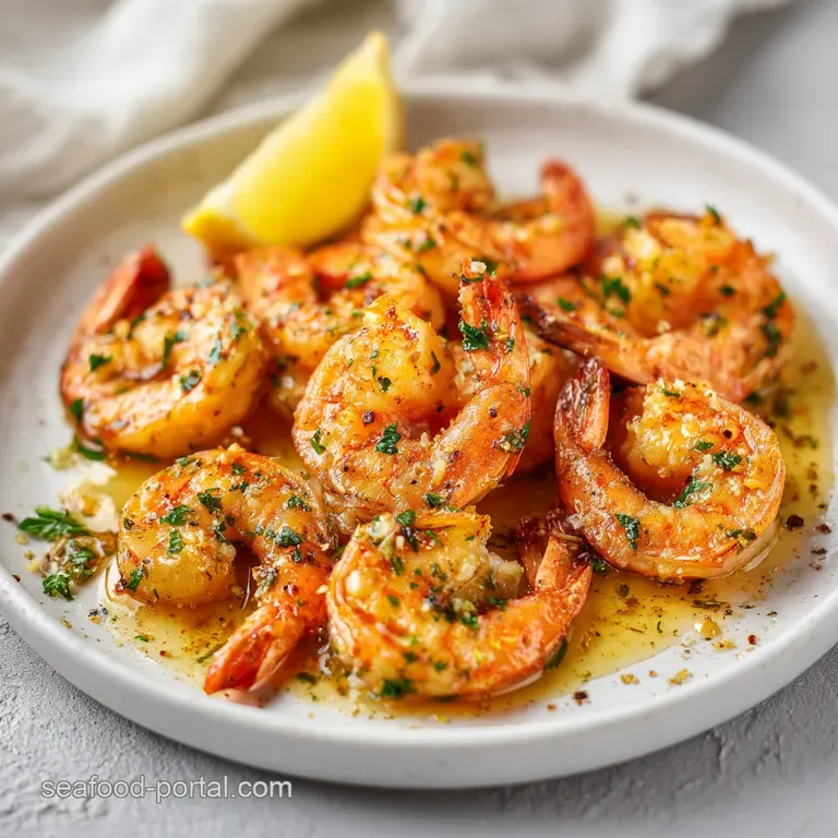 A rustic ceramic bowl overflowing with tender shrimp, their shells a vibrant coral, nestled in savory garlic sauce.