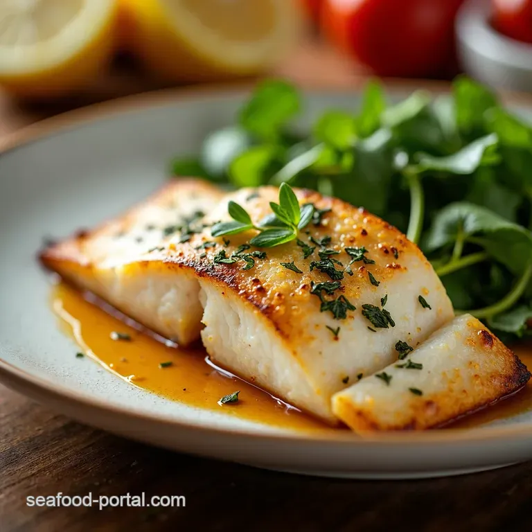 Baked Hake with Lemonherb Crust presentation