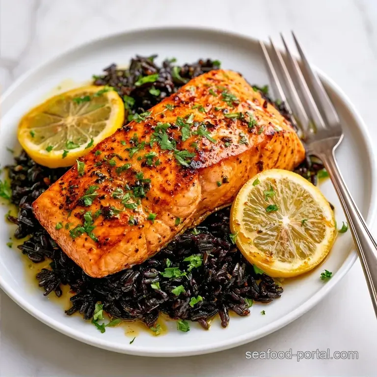 Caramelized Baked Salmon with Forbidden Rice