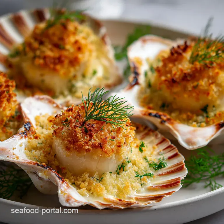 Baked Scallops with Buttery Crunch