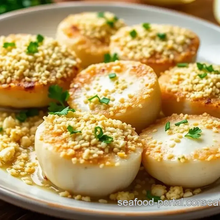 Baked Sea Scallops with Crispy Garlic Topping