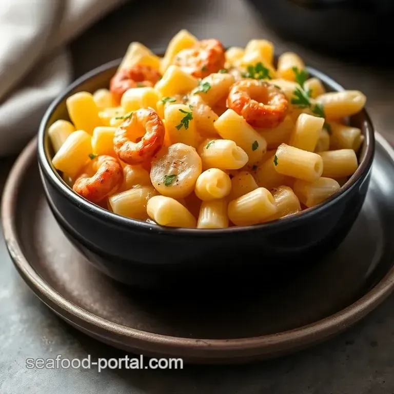 Seafood Mac and Cheese presentation