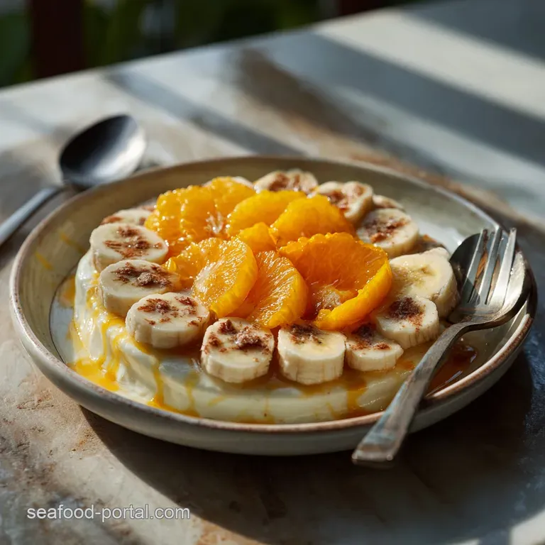 Artistic banana and orange arrangement. Bright citrus contrasts soft fruit, playfully presented as sunshine on clean white...