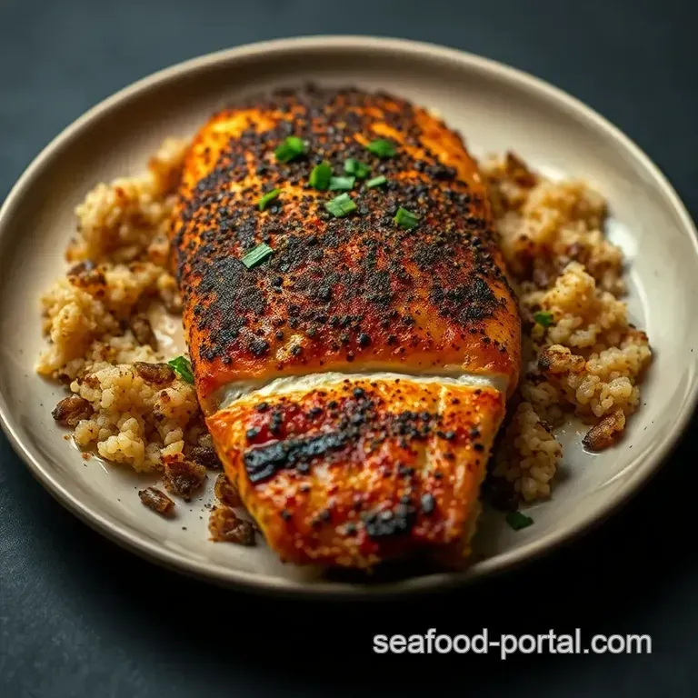 Bayou Blackened Catfish presentation