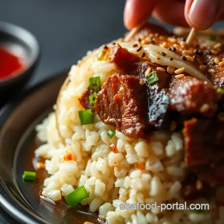 Beef Gimbap: Korean Rice Rolls with Marinated Beef and Vegetables presentation