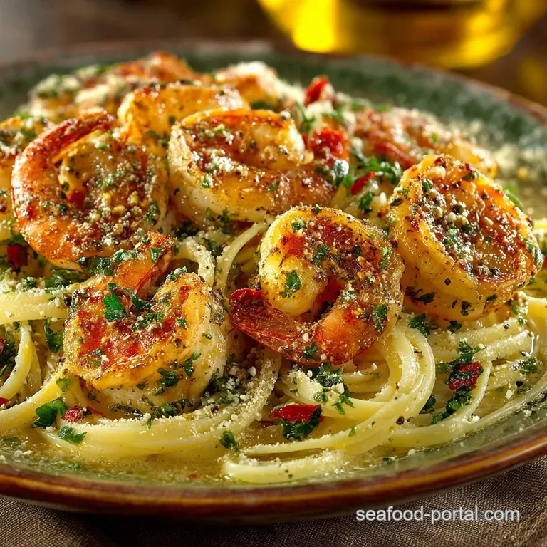 The Better Than Takeaway Copycat Olive Garden Shrimp Scampi with Linguine presentation