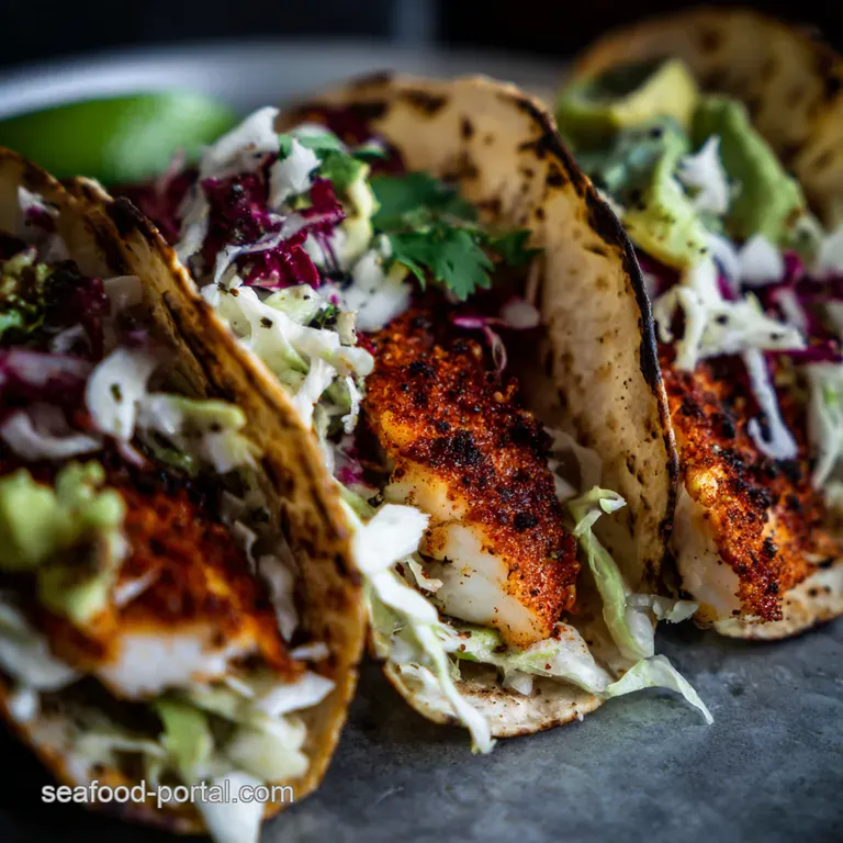 Blackened MahiMahi Tacos with Cabbage Slaw and Aioli