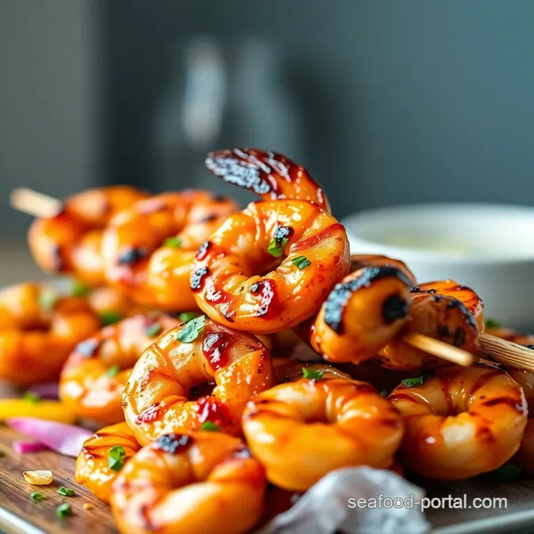 Blazing Bbq Shrimp Skewers Fast Fiery presentation