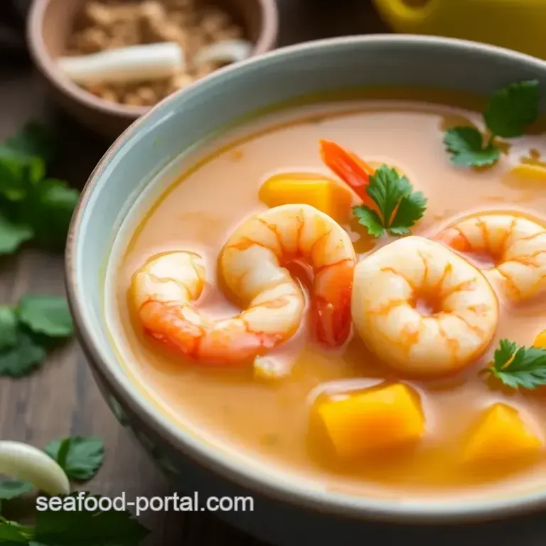 Mango Shrimp Coconut Soup presentation