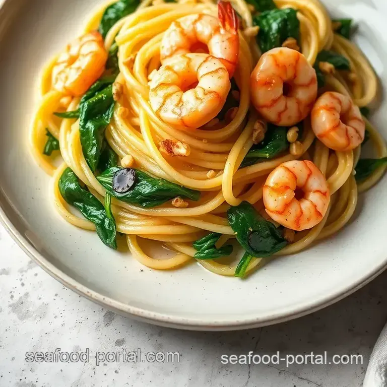 Celeriac Pasta with Creamy Garlic Shrimp presentation