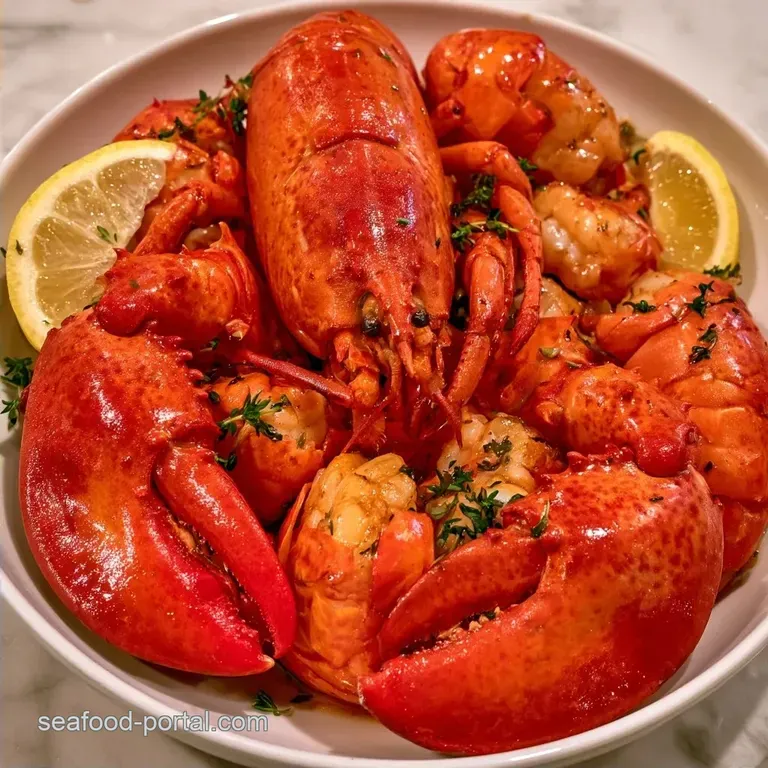 Boiled Live Lobster Dinner with Garlic and Thyme