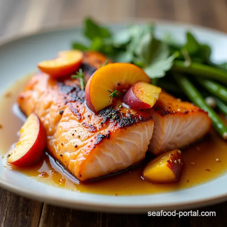 BourbonGlazed Salmon with Roasted Peaches