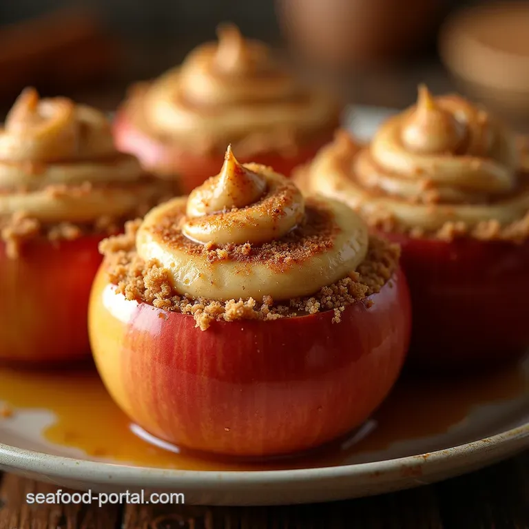 Cinnamon Swirl Baked Apples with Brown Butter Crumble presentation