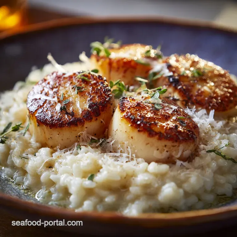 Brown Butter Scallops with Parmesan Risotto the Ultimate Seared Scallops presentation